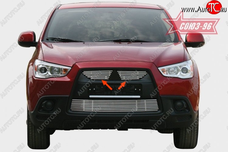 3 959 р. Декоративные элементы решетки радиатора Souz-96 (d10) Mitsubishi ASX дорестайлинг (2010-2012)  с доставкой в г. Йошкар-Ола