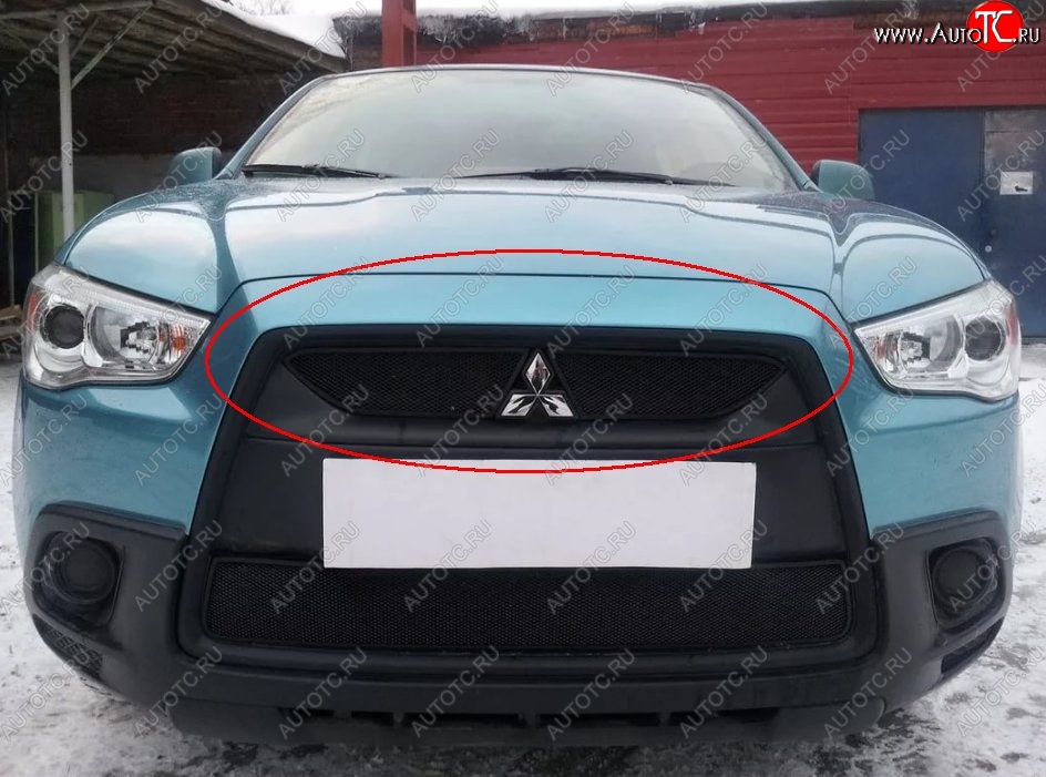 3 799 р. Защитная решётка в воздуховод автомобиля Russtal (черная) Mitsubishi ASX дорестайлинг (2010-2012)  с доставкой в г. Йошкар-Ола