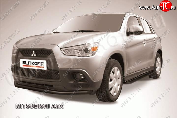 9 449 р. Защита переднего бампера из трубы d57 Slitkoff  Mitsubishi ASX (2010-2012) дорестайлинг (Цвет: серебристый)  с доставкой в г. Йошкар-Ола