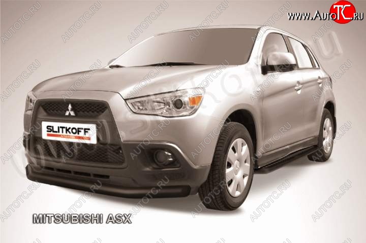 10 399 р. Защита переднего бампера из трубы d76 Slitkoff  Mitsubishi ASX (2010-2012) дорестайлинг (Цвет: серебристый)  с доставкой в г. Йошкар-Ола