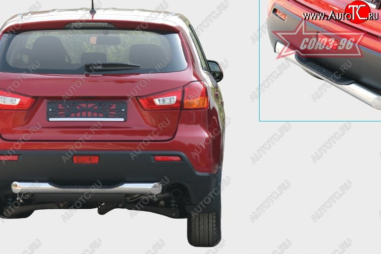 8 639 р. Защита заднего бампера с ступенью (d76) Souz-96 Mitsubishi ASX дорестайлинг (2010-2012)  с доставкой в г. Йошкар-Ола