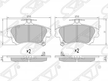 Колодки тормозные SAT (передние) Mitsubishi Colt Z20, Z30 хэтчбэк 3 дв. дорестайлинг (2002-2009)