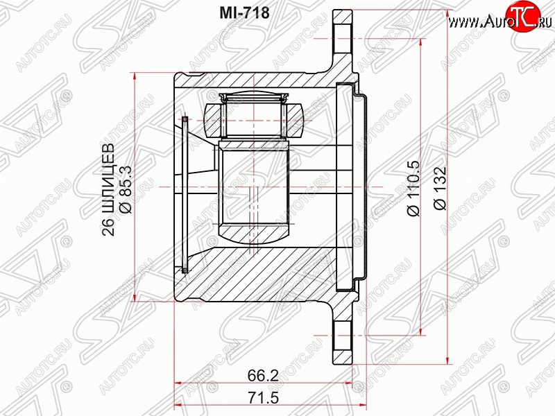 4 599 р. Шрус (внутренний/правый) SAT (26*110.5 мм)  Mitsubishi Challenger  K9-W - Pajero Sport  PA  с доставкой в г. Йошкар-Ола