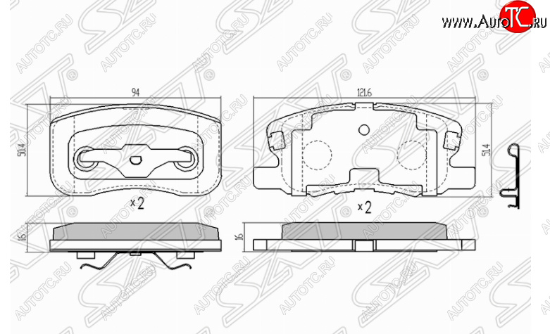 1 289 р. Комплект передних тормозных колодок SAT Mitsubishi Colt Z20, Z30 хэтчбэк 3 дв. дорестайлинг (2002-2009)  с доставкой в г. Йошкар-Ола