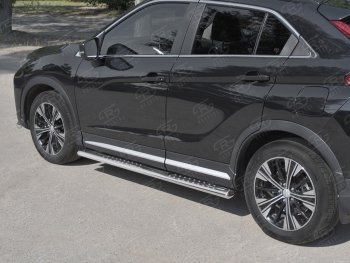 29 699 р. Пороги труба 120х60 овал с проступью Russtal Mitsubishi Eclipse Cross GK дорестайлинг (2017-2021)  с доставкой в г. Йошкар-Ола. Увеличить фотографию 3