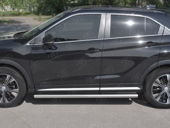 14 849 р. Пороги труба d63 Russtal Mitsubishi Eclipse Cross GK дорестайлинг (2017-2021) (Скошенные края)  с доставкой в г. Йошкар-Ола. Увеличить фотографию 2