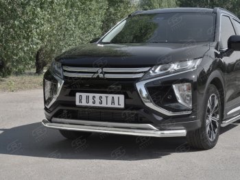 15 299 р. Защита переднего бампера (Ø63 мм, нержавейка) SLITKOFF Mitsubishi Eclipse Cross GK дорестайлинг (2017-2021)  с доставкой в г. Йошкар-Ола. Увеличить фотографию 4