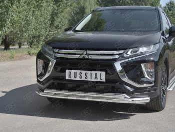 18 449 р. Защита переднего бампера (2 трубы Ø63 и 42 мм, нержавейка) SLITKOFF  Mitsubishi Eclipse Cross  GK (2017-2021) дорестайлинг  с доставкой в г. Йошкар-Ола. Увеличить фотографию 4