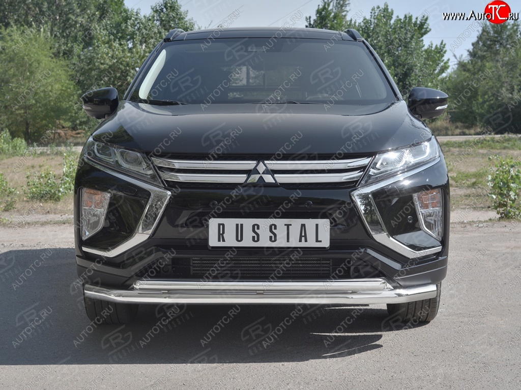 18 449 р. Защита переднего бампера (2 трубы Ø63 и 42 мм, нержавейка) SLITKOFF  Mitsubishi Eclipse Cross  GK (2017-2021) дорестайлинг  с доставкой в г. Йошкар-Ола