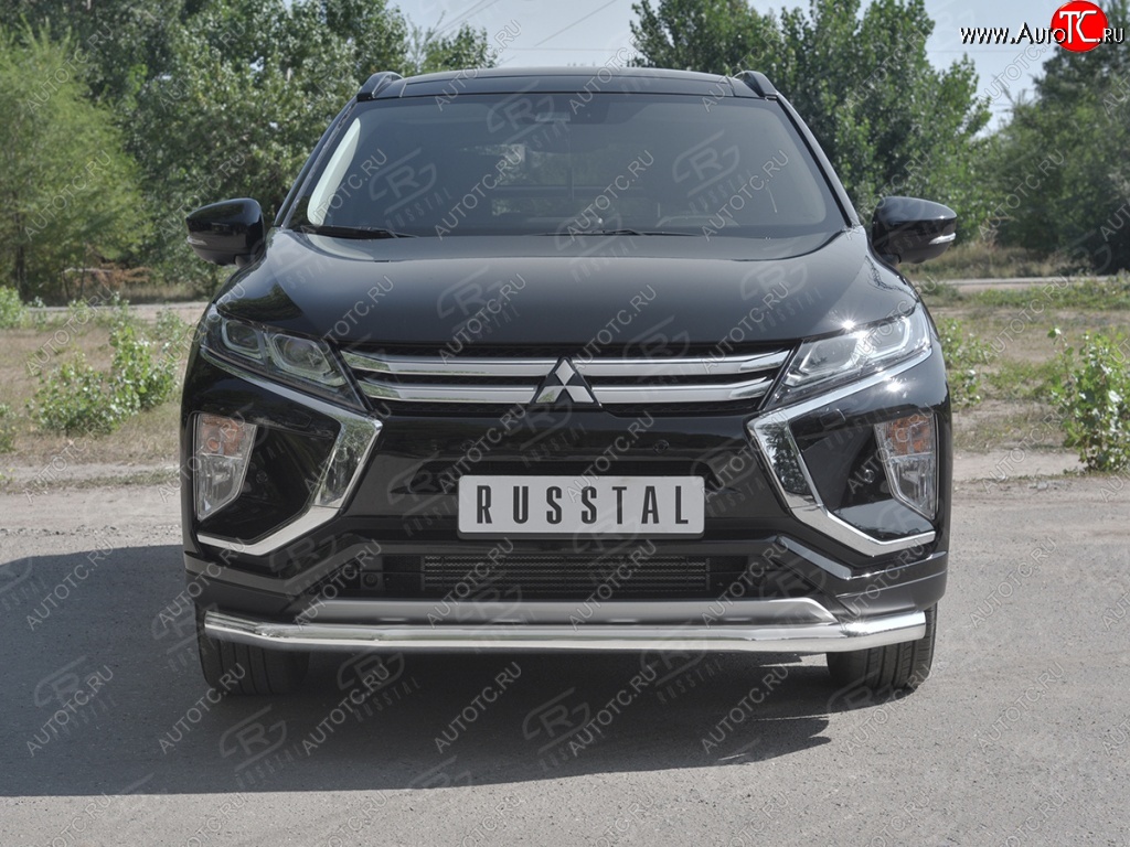 15 299 р. Защита переднего бампера (Ø63 мм, нержавейка) SLITKOFF Mitsubishi Eclipse Cross GK дорестайлинг (2017-2021)  с доставкой в г. Йошкар-Ола