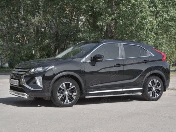 9 649 р. Защита переднего бампера (Ø75х42 мм, нержавейка) Russtal  Mitsubishi Eclipse Cross  GK (2017-2021) дорестайлинг  с доставкой в г. Йошкар-Ола. Увеличить фотографию 2