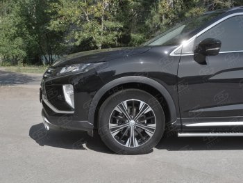 9 649 р. Защита переднего бампера (Ø75х42 мм, нержавейка) Russtal  Mitsubishi Eclipse Cross  GK (2017-2021) дорестайлинг  с доставкой в г. Йошкар-Ола. Увеличить фотографию 3