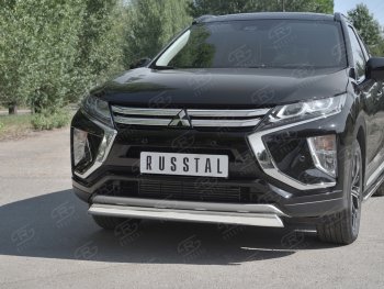 9 649 р. Защита переднего бампера (Ø75х42 мм, нержавейка) Russtal  Mitsubishi Eclipse Cross  GK (2017-2021) дорестайлинг  с доставкой в г. Йошкар-Ола. Увеличить фотографию 4