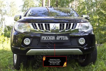 1 689 р. Защитная сетка решетки переднего бампера (шагрень) РА Mitsubishi L200 5 KK,KL дорестайлинг (2015-2019)  с доставкой в г. Йошкар-Ола. Увеличить фотографию 3