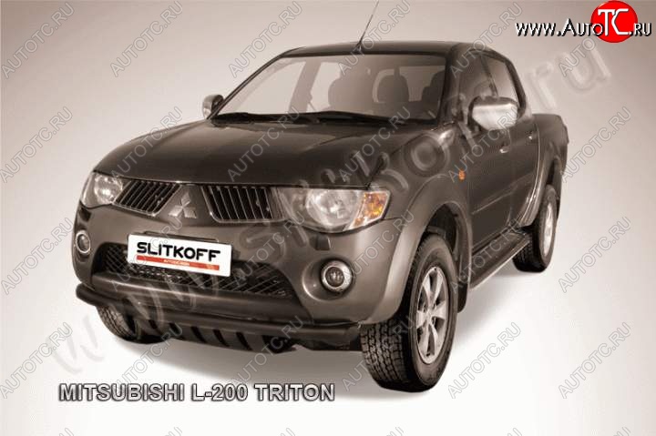 7 599 р. Защита переднего бампера из трубы d57 Slitkoff  Mitsubishi L200  5 KK,KL (2015-2019) дорестайлинг (Цвет: серебристый)  с доставкой в г. Йошкар-Ола