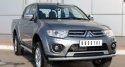 13 499 р. Одинарная защита переднего бампера диаметром 63 мм SLITKOFF  Mitsubishi L200  5 KK,KL (2015-2019) дорестайлинг  с доставкой в г. Йошкар-Ола. Увеличить фотографию 4