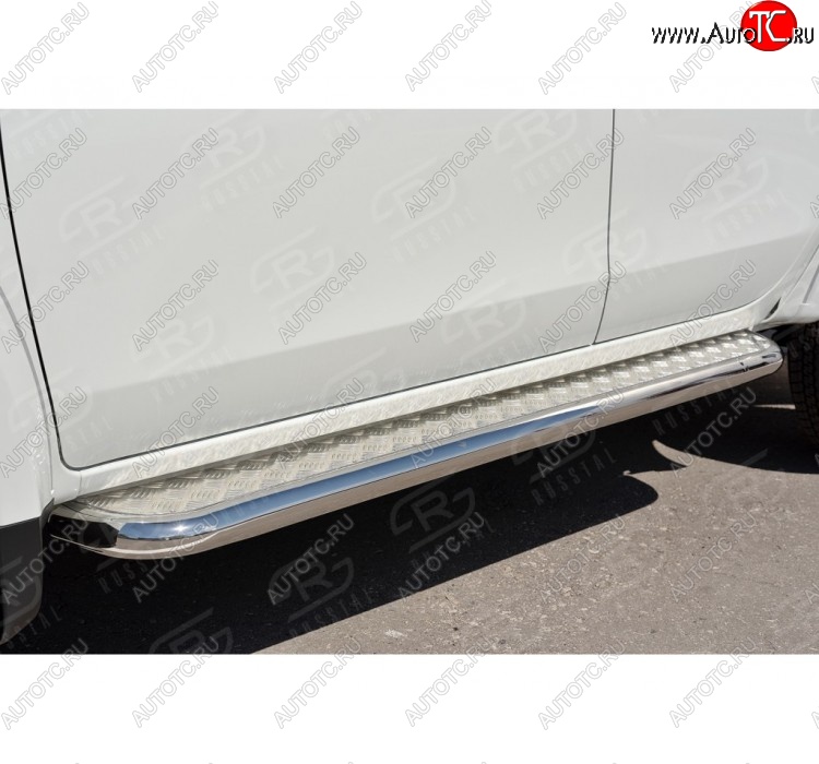 48 999 р. Порожки для ног (Ø63) SLITKOFF  Mitsubishi L200  5 KK,KL (2015-2019) дорестайлинг (лист - нержавейка, профиль - нержавейка)  с доставкой в г. Йошкар-Ола