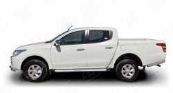 24 749 р. Широкая защита порогов (рестайлинг) Russtal Mitsubishi L200 5 KK,KL дорестайлинг (2015-2019) (Защита порогов с со скосами на торцах (вариант 1))  с доставкой в г. Йошкар-Ола. Увеличить фотографию 3