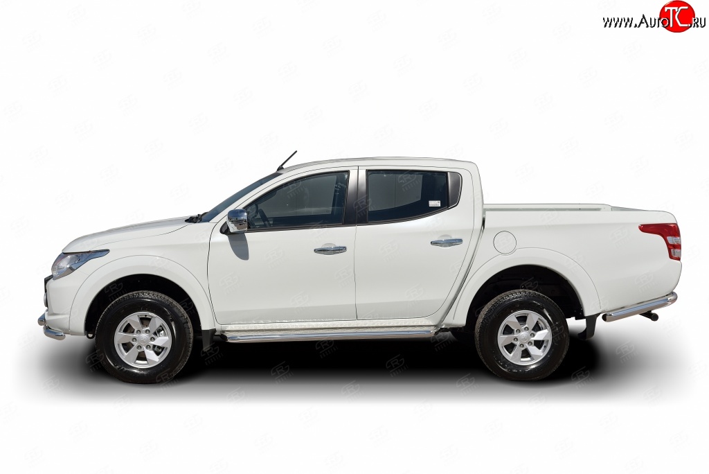 24 749 р. Широкая защита порогов (рестайлинг) Russtal  Mitsubishi L200  5 KK,KL (2015-2019) дорестайлинг (Защита порогов с со скосами на торцах (вариант 1))  с доставкой в г. Йошкар-Ола