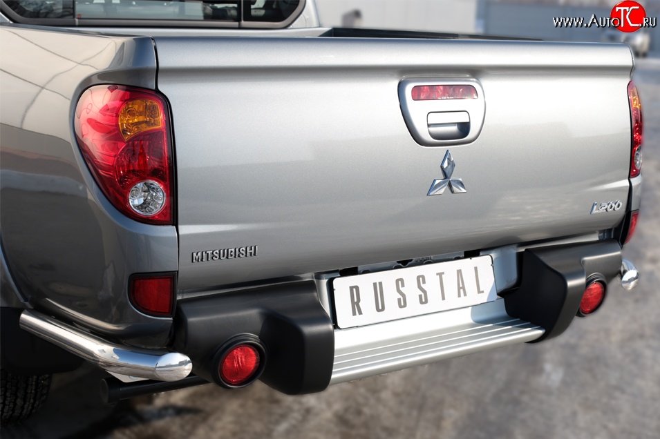 17 599 р. Защита заднего бампера (Ø63 мм уголки, нержавейка) SLITKOFF  Mitsubishi L200  5 KK,KL (2015-2019) дорестайлинг  с доставкой в г. Йошкар-Ола