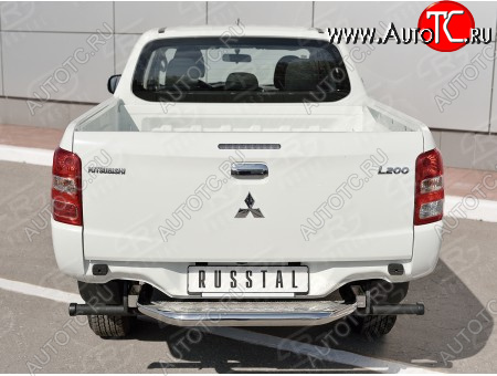 22 849 р. Защита заднего бампера (труба d63 с листом) SLITKOFF  Mitsubishi L200  5 KK,KL (2015-2019) дорестайлинг (Лист алюминий/профиль нержавейка)  с доставкой в г. Йошкар-Ола