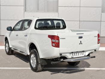 22 849 р. Защита заднего бампера (труба d63 с листом) SLITKOFF  Mitsubishi L200  5 KK,KL (2015-2019) дорестайлинг (Лист алюминий/профиль нержавейка)  с доставкой в г. Йошкар-Ола. Увеличить фотографию 3