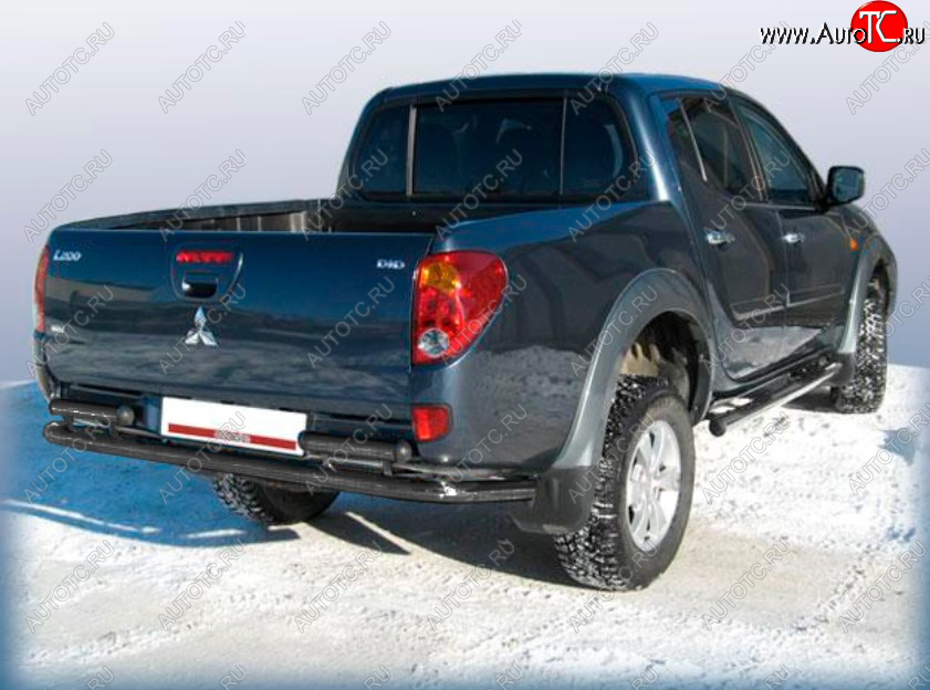 11 449 р. Защита заднего бампера Slitkoff (Ø 57 мм)  Mitsubishi L200 ( 4,  5 KK,KL) (2006-2022)  дорестайлинг, рестайлинг (Сталь с полимерным покрытием. Цвет: черный)  с доставкой в г. Йошкар-Ола