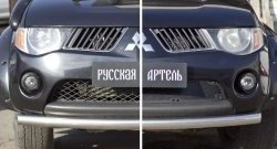 2 499 р. Защитная сетка решетки переднего бампера РА Mitsubishi L200 4  дорестайлинг (2006-2014)  с доставкой в г. Йошкар-Ола. Увеличить фотографию 2