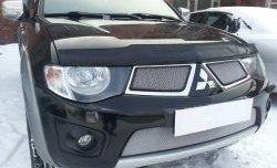 1 539 р. Нижняя сетка на бампер Russtal (хром) Mitsubishi L200 4  дорестайлинг (2006-2014)  с доставкой в г. Йошкар-Ола. Увеличить фотографию 3