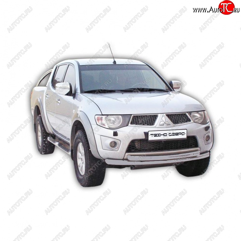 10 599 р. Защита переднего бампера ТехноСфера (Техно Сфера) Mitsubishi L200 4  дорестайлинг (2006-2014) (Серебристый)  с доставкой в г. Йошкар-Ола