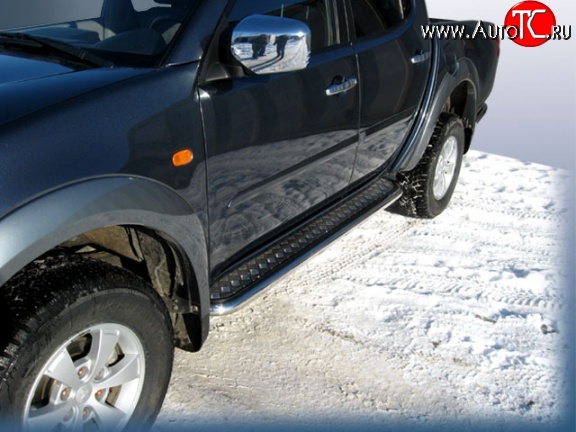 15 349 р. Широкая защита порогов с трубой диаметром 57 мм Slitkoff Mitsubishi L200 5 KK,KL рестайлинг (2018-2022)  с доставкой в г. Йошкар-Ола