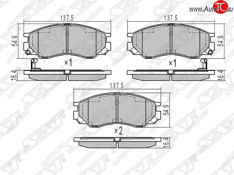 1 249 р. Колодки тормозные SAT (передние) Mitsubishi L200 4  дорестайлинг (2006-2014)  с доставкой в г. Йошкар-Ола