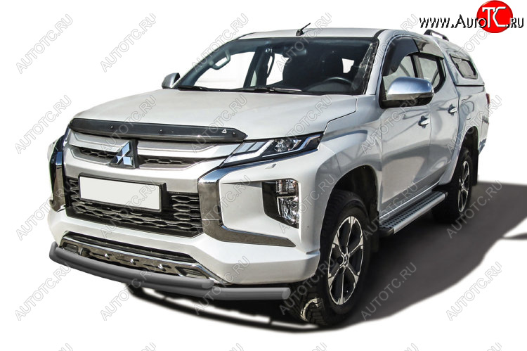 12 549 р. Защита переднего бампера Slitkoff (Ø 57+Ø 42, двойная)  Mitsubishi L200  5 KK,KL (2018-2022) рестайлинг (Сталь с полимерным покрытием. Цвет: серебристый)  с доставкой в г. Йошкар-Ола