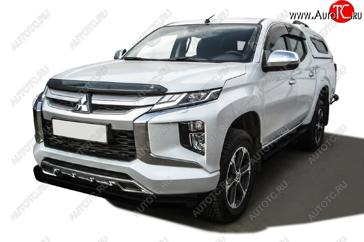 13 299 р. Защита переднего бампера Slitkoff (Ø 76 мм) Mitsubishi L200 5 KK,KL рестайлинг (2018-2022) (Сталь с полимерным покрытием. Цвет: черный)  с доставкой в г. Йошкар-Ола