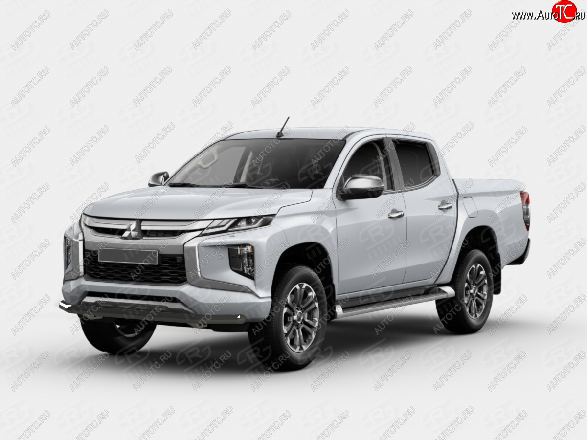 14 349 р. Защита переднего бампера SLITKOFF (Ø63 мм) Mitsubishi L200 5 KK,KL рестайлинг (2018-2022) (порошковая окраска в цвет черный муар)  с доставкой в г. Йошкар-Ола