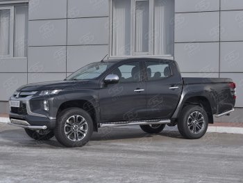 20 649 р. Защита переднего бампера (Ø 63 мм, нержавейка) SLITKOFF Mitsubishi L200 5 KK,KL рестайлинг (2018-2022)  с доставкой в г. Йошкар-Ола. Увеличить фотографию 3