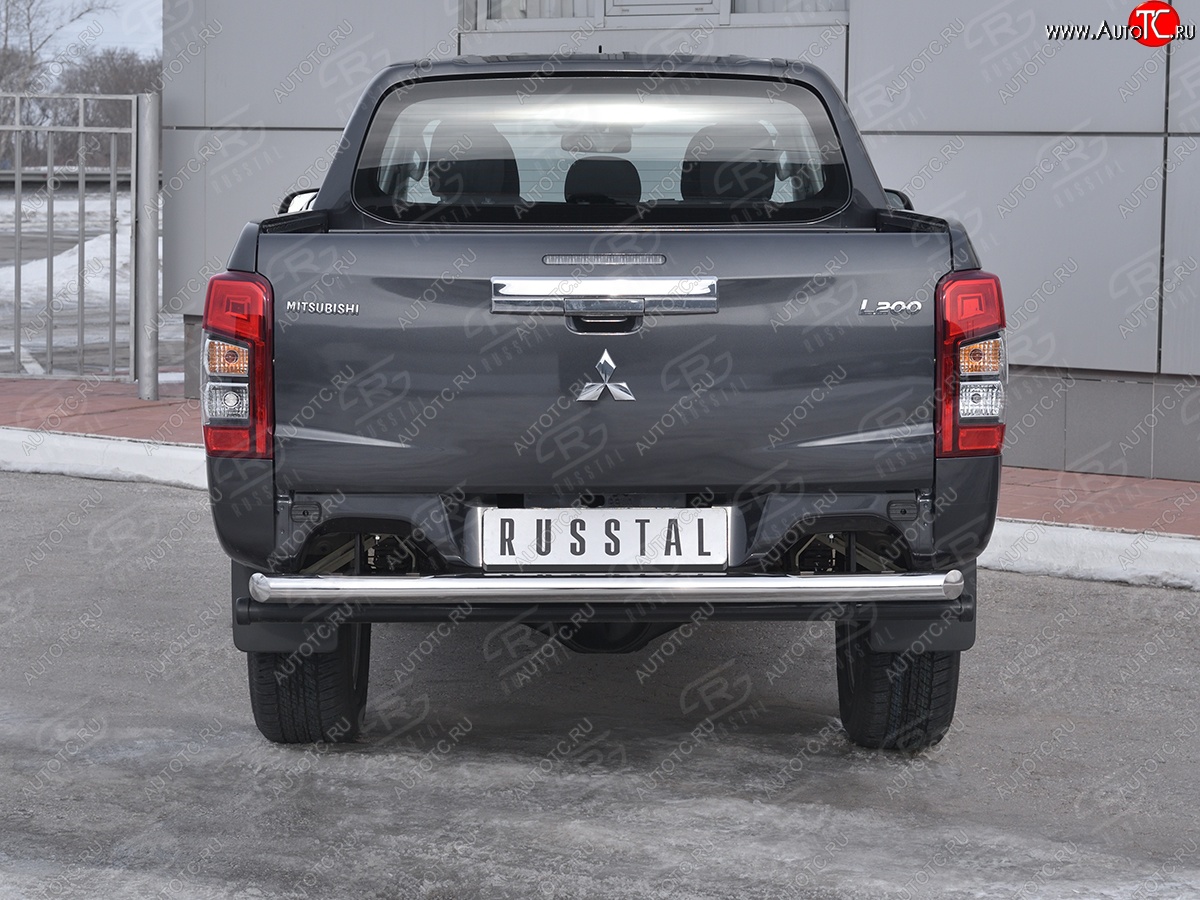 21 999 р. Защита заднего бампера (Ø63 мм, нержавейка) RUSSTAL  Mitsubishi L200  5 KK,KL (2018-2022) рестайлинг  с доставкой в г. Йошкар-Ола