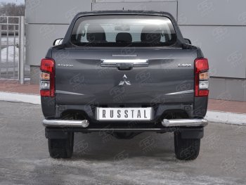 Защита заднего бампера (Ø76 мм уголки, нержавейка) SLITKOFF Mitsubishi (Митсубиси) L200 (л)  5 KK,KL (2018-2022) 5 KK,KL рестайлинг