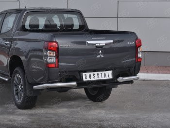 14 999 р. Защита заднего бампера (Ø76 мм уголки, нержавейка) SLITKOFF  Mitsubishi L200  5 KK,KL (2018-2022) рестайлинг  с доставкой в г. Йошкар-Ола. Увеличить фотографию 3