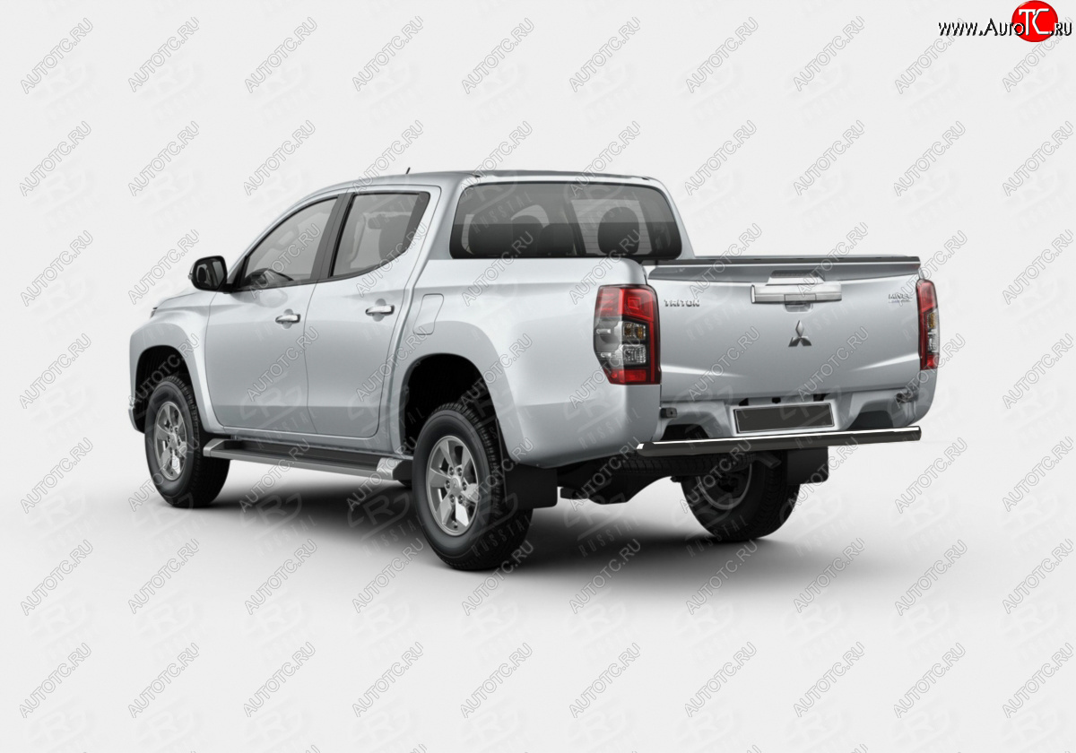 12 949 р. Защита заднего бампера (Ø57 мм) SLITKOFF  Mitsubishi L200  5 KK,KL (2018-2022) рестайлинг (нержавейка с полимерным покрытием, черный)  с доставкой в г. Йошкар-Ола