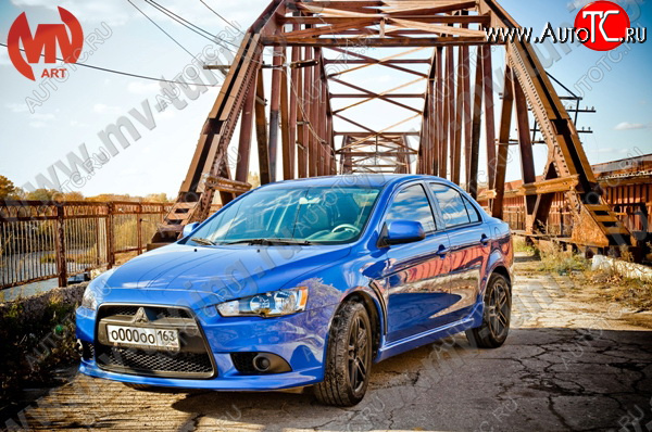 6 599 р. Накладки порогов EVO Mitsubishi Lancer 10 седан дорестайлинг (2007-2010) (Неокрашенные)  с доставкой в г. Йошкар-Ола