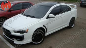 6 599 р. Накладки порогов EVO Mitsubishi Lancer 10 седан дорестайлинг (2007-2010) (Неокрашенные)  с доставкой в г. Йошкар-Ола. Увеличить фотографию 3