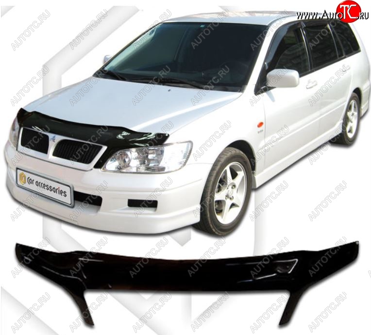 2 399 р. Дефлектор капота CA-Plastiс exclusive Mitsubishi Lancer 9 1-ый рестайлинг универсал (2003-2005) (Classic черный, Без надписи)  с доставкой в г. Йошкар-Ола