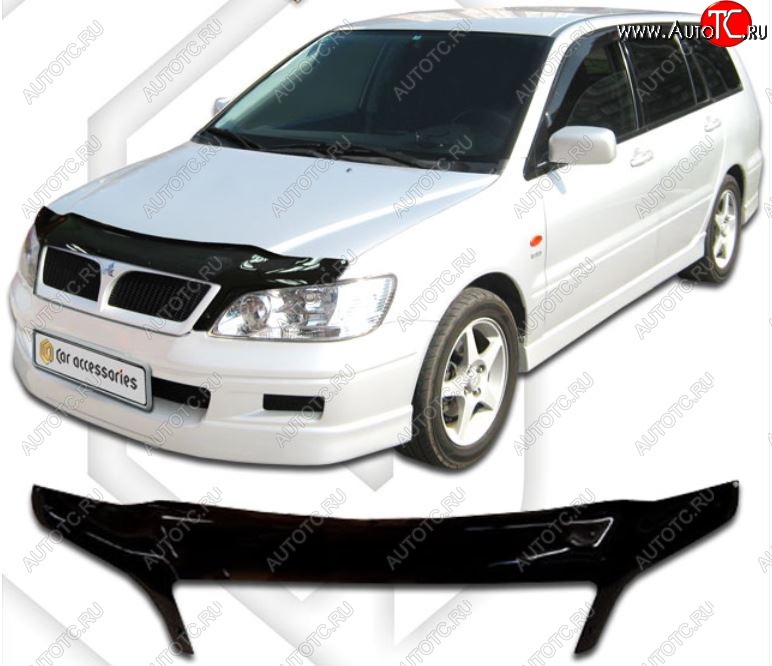 2 399 р. Дефлектор капота CA-Plastiс exclusive  Mitsubishi Lancer Cedia  9 (2000-2003) CS универсал (Classic черный, Без надписи)  с доставкой в г. Йошкар-Ола