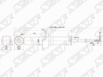 2 699 р. Амортизатор задний SAT (установка на левую или правую сторону) Mitsubishi Lancer 10 хэтчбэк дорестайлинг (2007-2010)  с доставкой в г. Йошкар-Ола. Увеличить фотографию 2