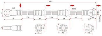 Тормозной шланг SAT (передний, LH=RH, пр-во Таиланд)  Montero Sport  PA, Pajero  3 V70