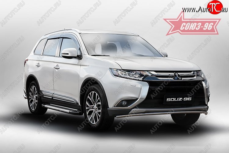 9 404 р. Защита переднего бампера Souz-96 (d42) Mitsubishi Outlander GF 2-ой рестайлинг (2015-2018)  с доставкой в г. Йошкар-Ола