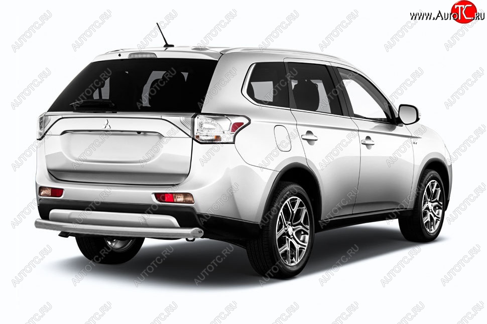 8 999 р. Защита заднего бампера Slitkoff (короткая, d57)  Mitsubishi Outlander  GF (2015-2018) 2-ой рестайлинг (Нержавейка, Полированная)  с доставкой в г. Йошкар-Ола