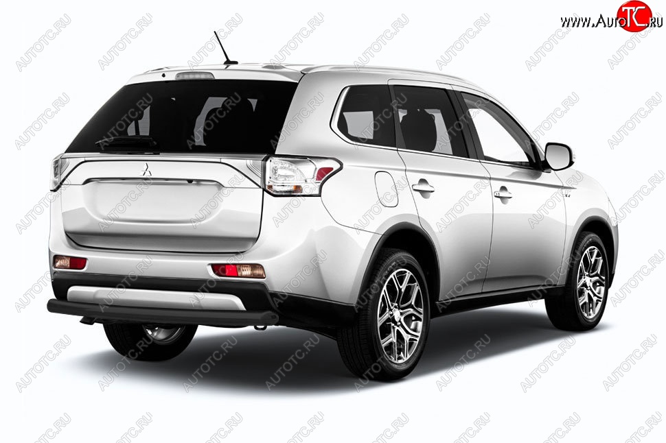 6 999 р. Защита заднего бампера Slitkoff (короткая, d57)  Mitsubishi Outlander  GF (2015-2018) 2-ой рестайлинг (Сталь с полимерным покрытием. Цвет: чёрный)  с доставкой в г. Йошкар-Ола