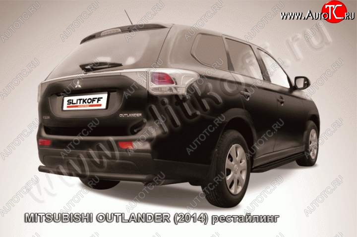 6 349 р. Защита задняя Slitkoff (57 мм)  Mitsubishi Outlander  GF (2014-2016) 1-ый рестайлинг (Цвет: серебристый)  с доставкой в г. Йошкар-Ола